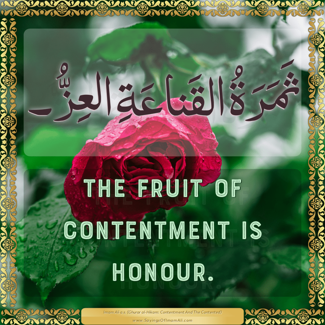 The fruit of contentment is honour.